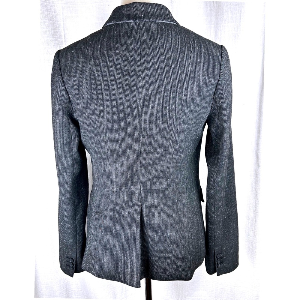 Banana Republic City Blazer Grey Herringbone Textured Women's Size 6 - Picture 3 of 10